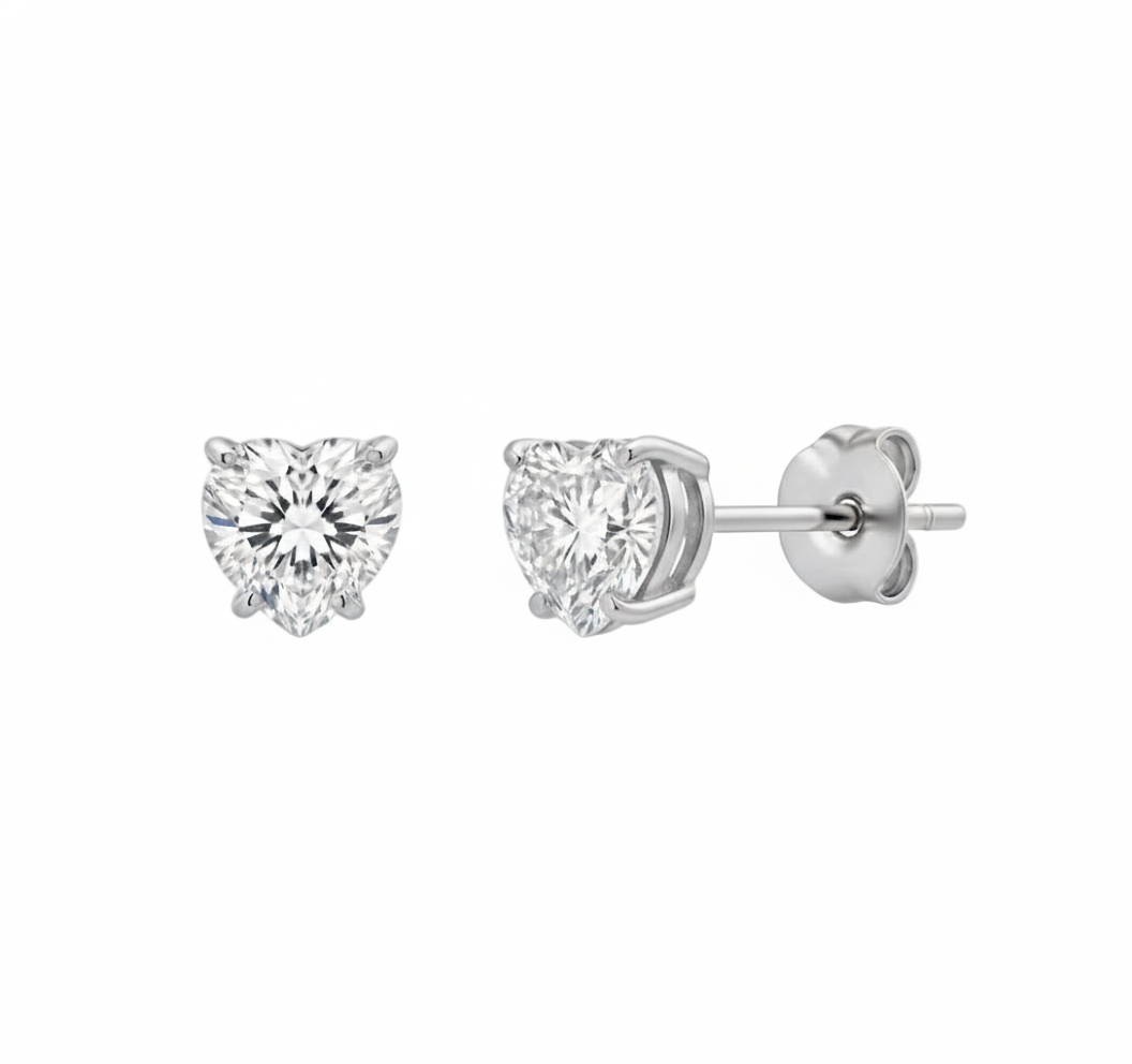 Diamond Heart Studs | 18K vergoldet