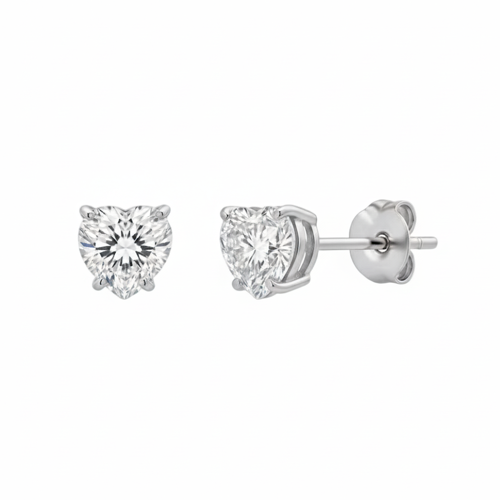 Diamond Heart Studs | 18K vergoldet