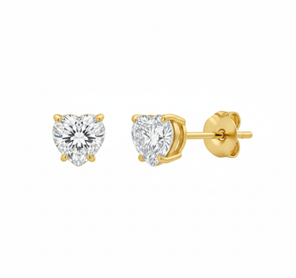 Diamond Heart Studs | 18K vergoldet