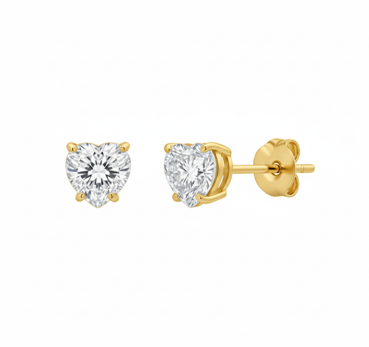 Diamond Heart Studs | 18K vergoldet
