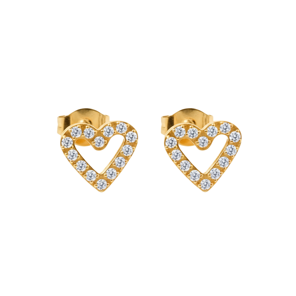 Glitter Heart Studs | 18K vergoldet