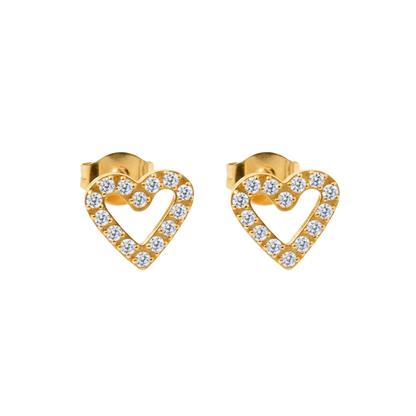 Glitter Heart Studs | 18K vergoldet