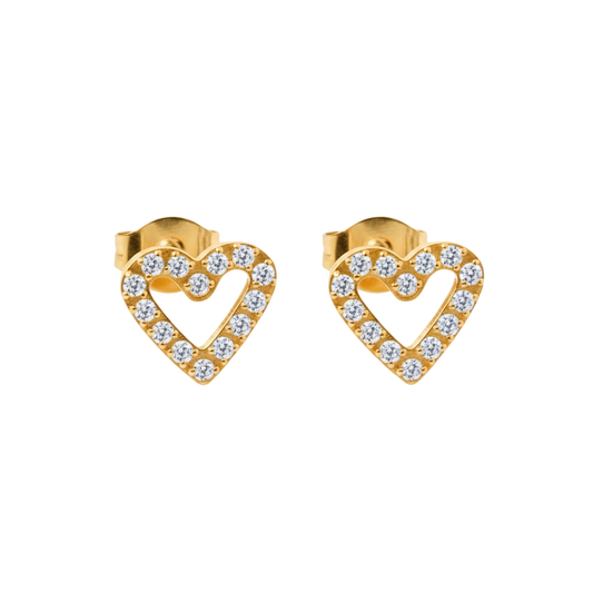 Glitter Heart Studs | 18K vergoldet
