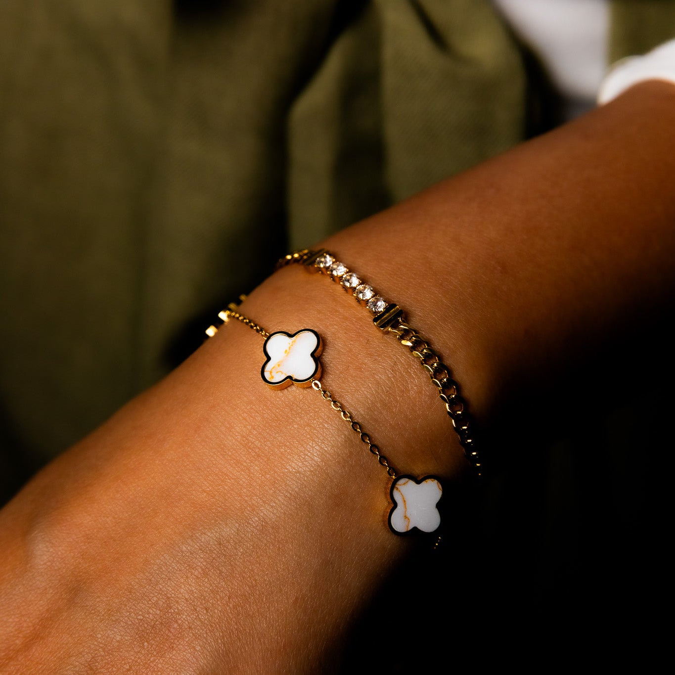 White-Gold Everleaf Armband | 18K vergoldet